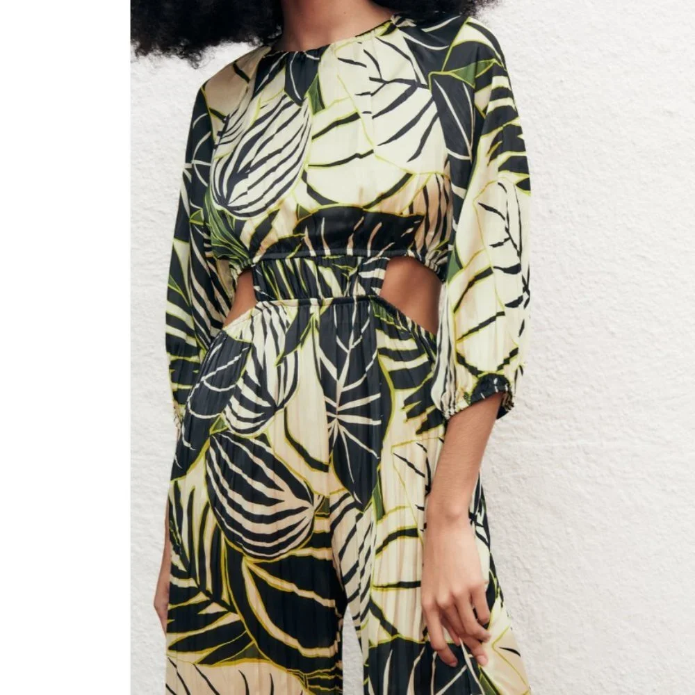 Zara floral print jumpsuit